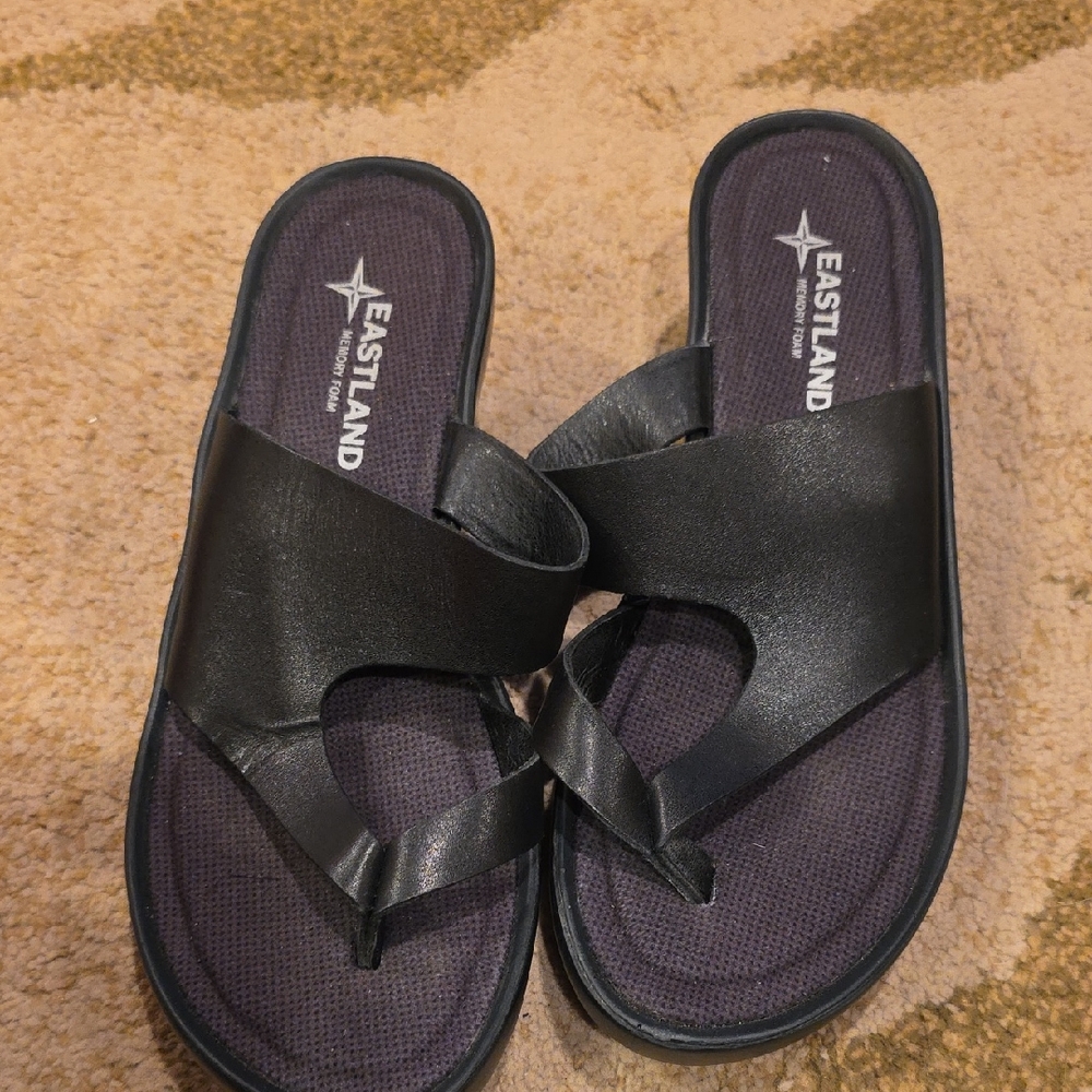 Eastland Men's Black Leather Slide Sandals